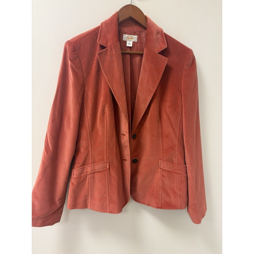 Vintage 1990 Talbots Silk & Cotton Velvet Burnt Orange Blazer Velvet Sz 14